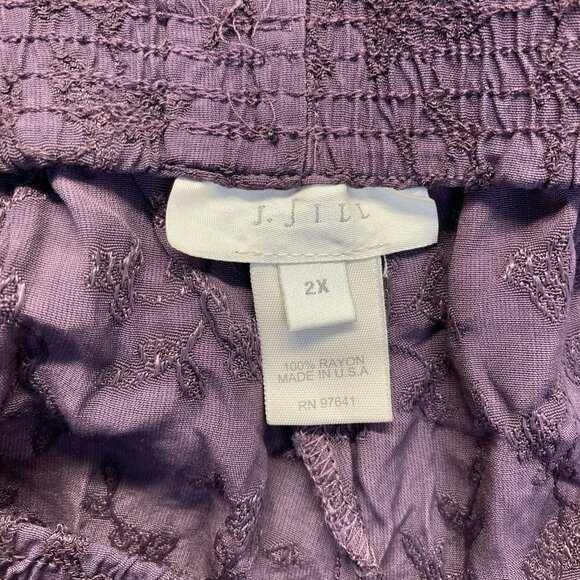 J Jill Women Pants Size 2X Purple Embroidered Pockets Pull On 90s,Rayon USA,VTG - Picture 3 of 9